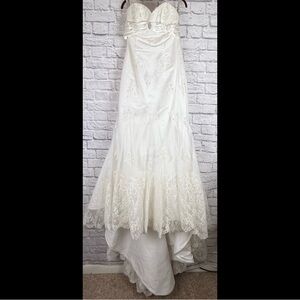 Mia Solano Ivory Satin Wedding Dress with Train Size 16